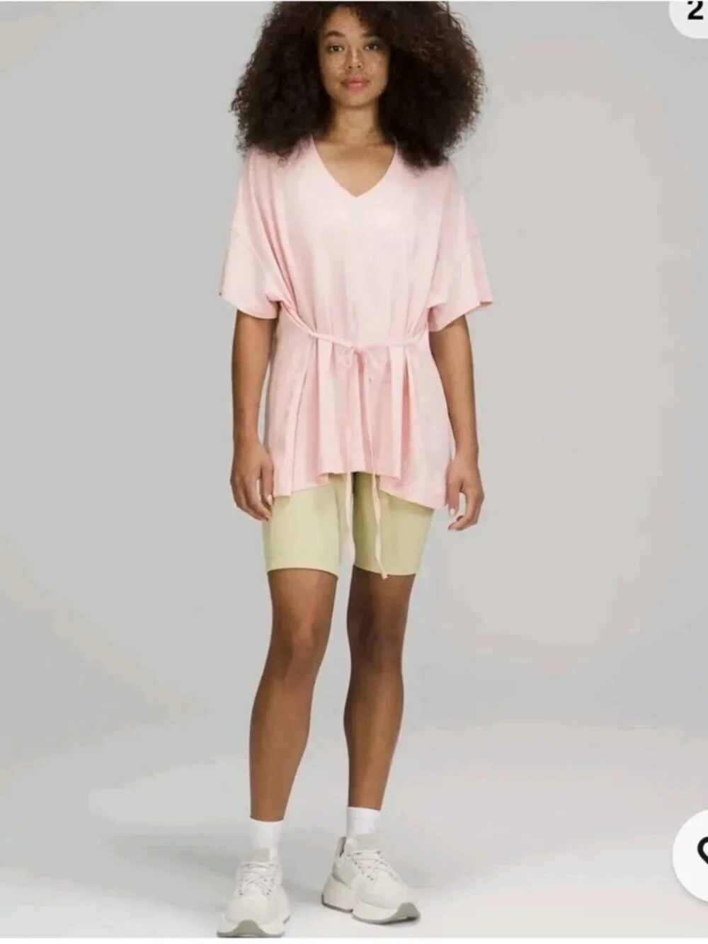 Lululemon Side Tie V-Neck T-Shirt Pink Mist